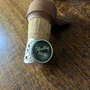 Typewriter key silver adjustable ring